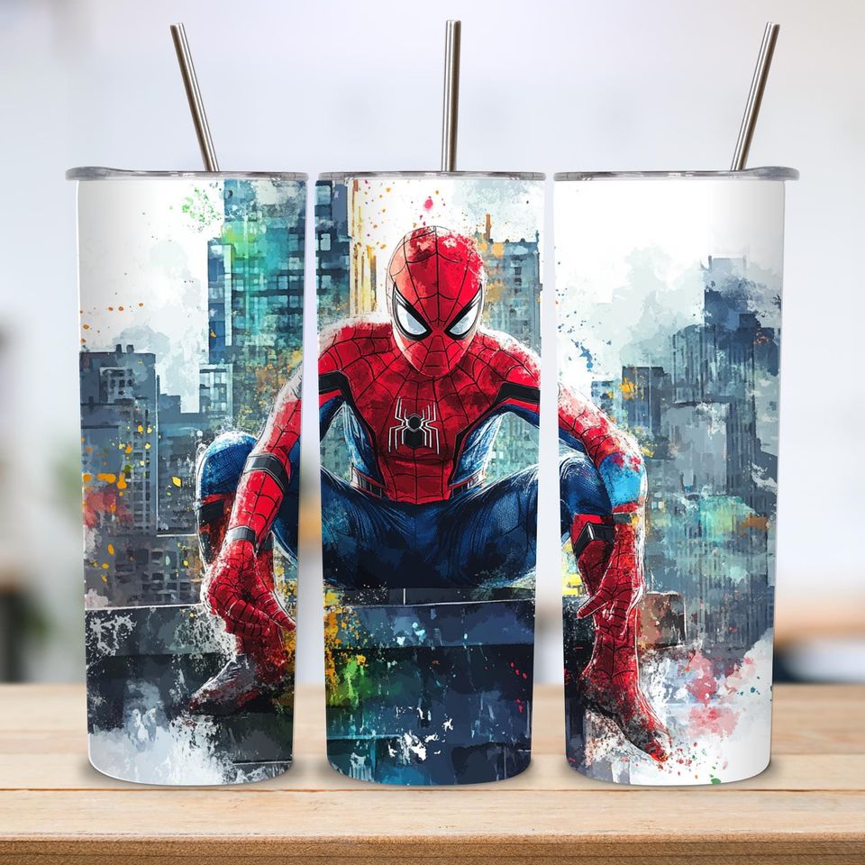 Superhero Tumbler with Lid and Straw