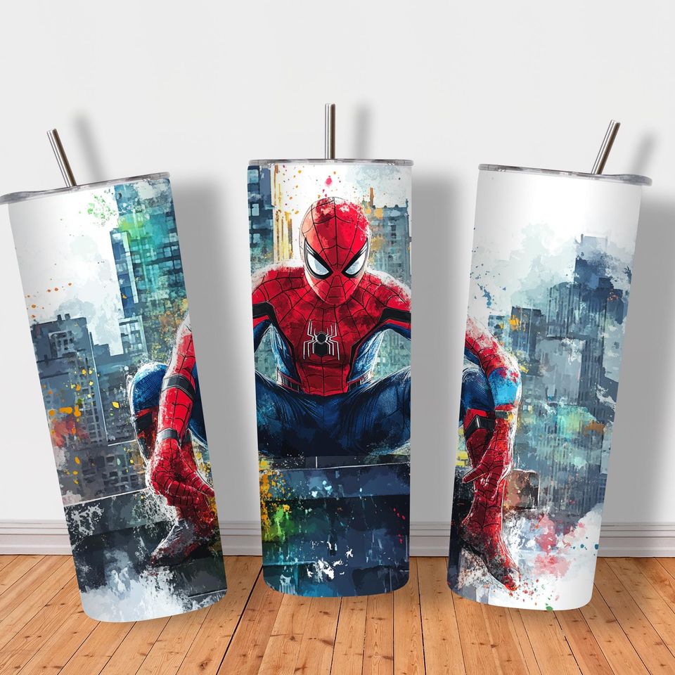 Superhero Tumbler with Lid and Straw