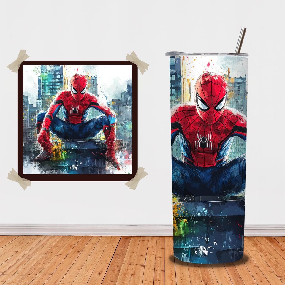 Superhero Tumbler with Lid and Straw