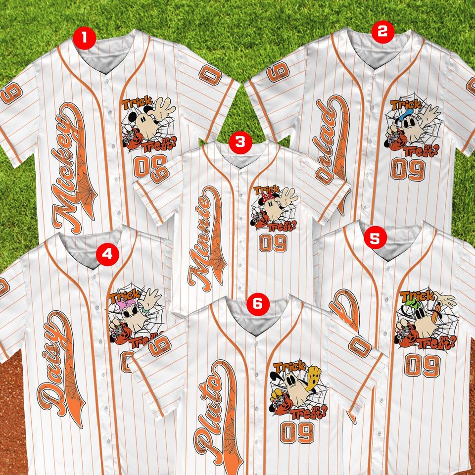 Personalized Mickey & Friends Ghost Halloween Baseball Jersey