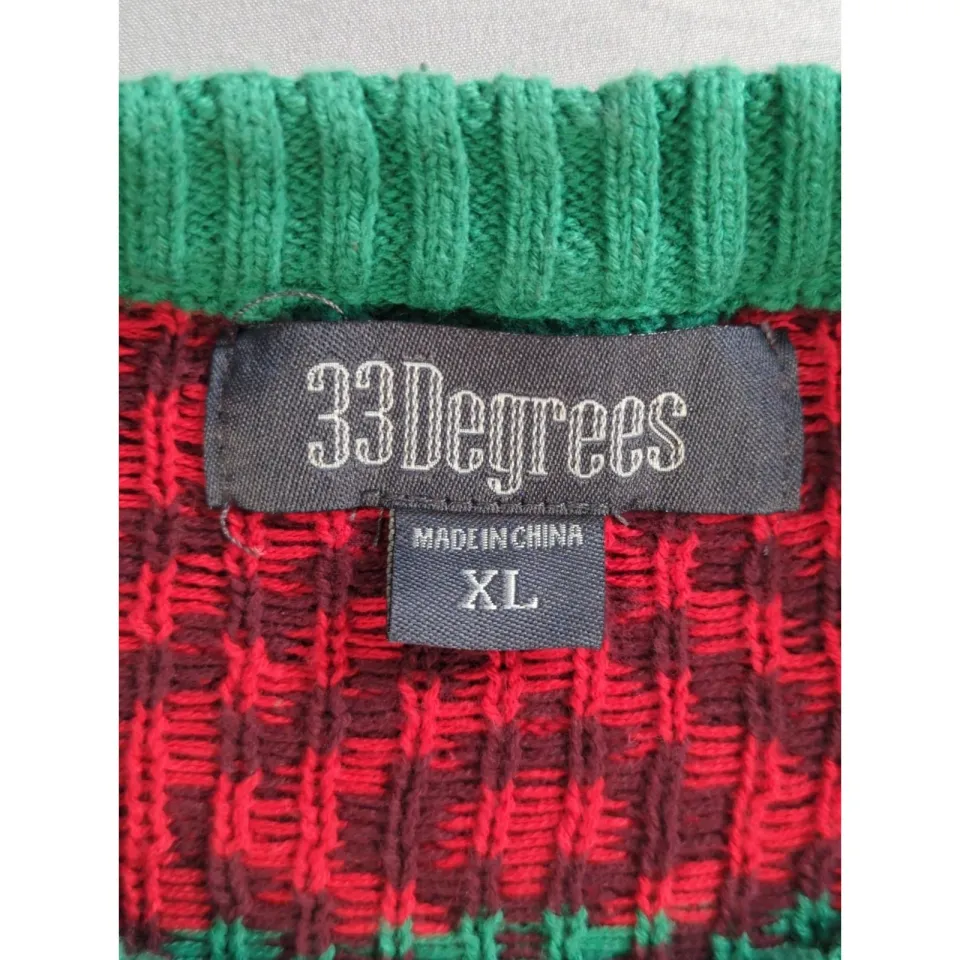 33Degrees Santa Beer Pocket Ugly Christmas Sweater Red Green Mens XL Funny