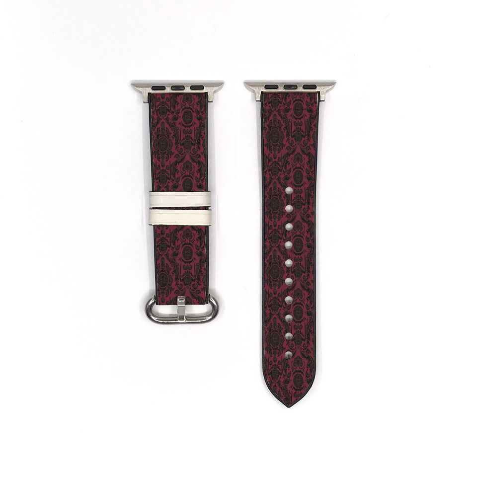 Theme Park Red Damask Apple Watch Band, silicon strap Disney haunted mansion