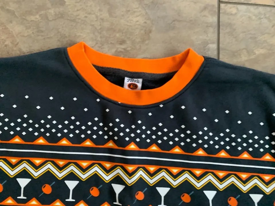 Titos Vodka Sweater Medium Ugly Christmas Sweatshirt Embroidered Logo Fair Isle