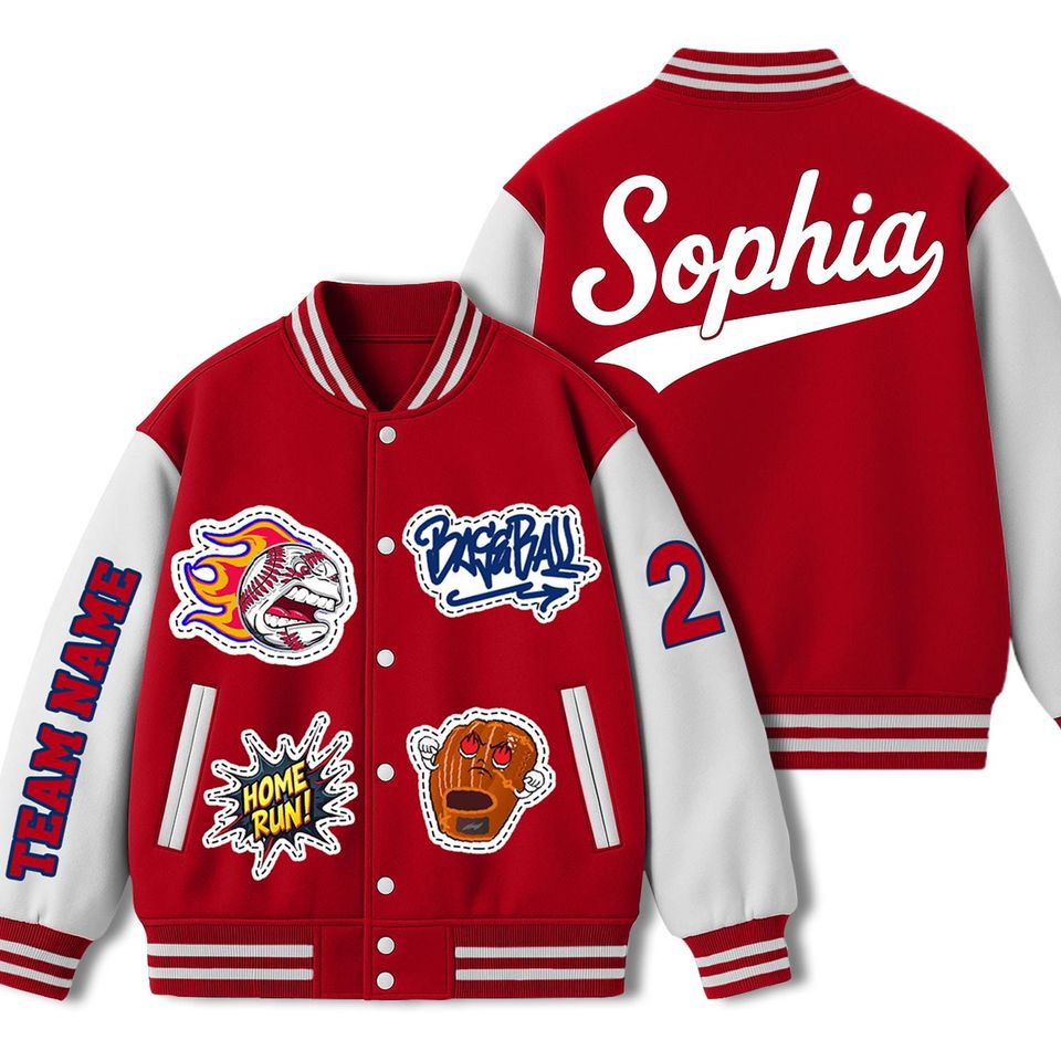Personalized Varsity Baseball Jacket: Custom Name, Team, Number