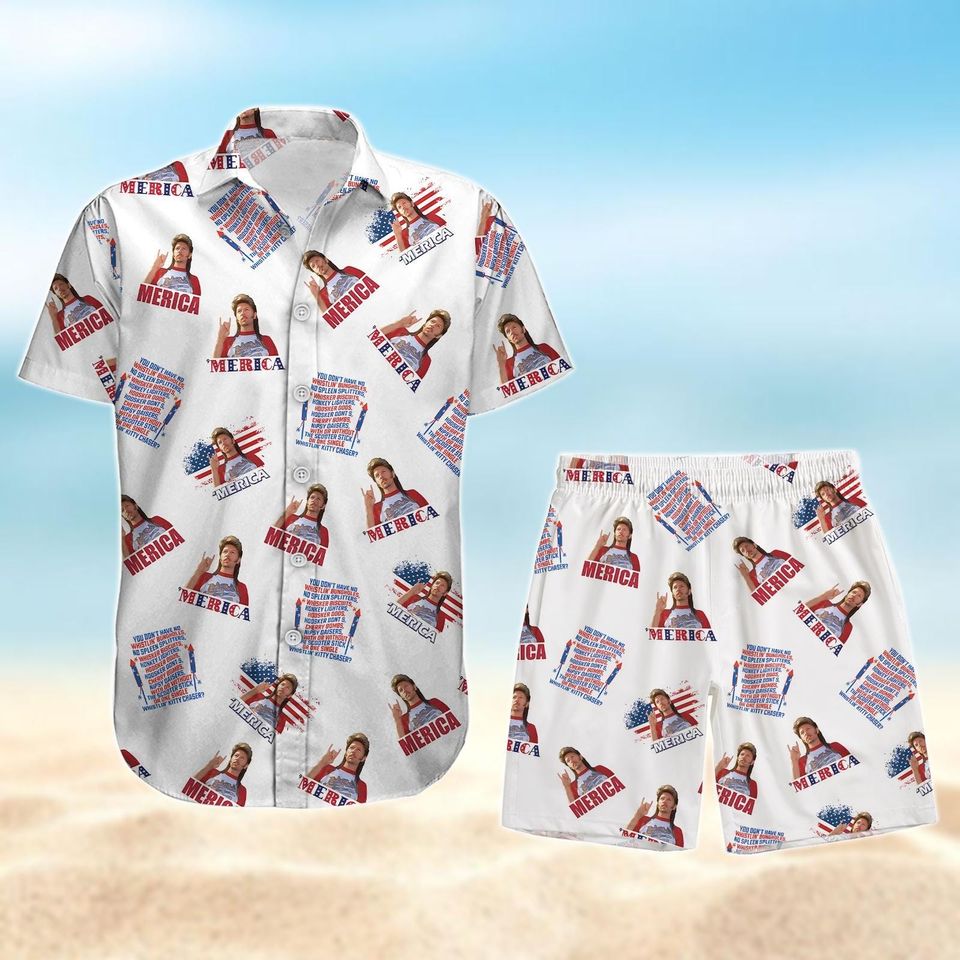 Joe Dirt Merica July 4th Button Shirt, Joe Dirt Hawaiian Shirt, America Flag Vacation Shirt, Shorts Men, Independence Day Tee,