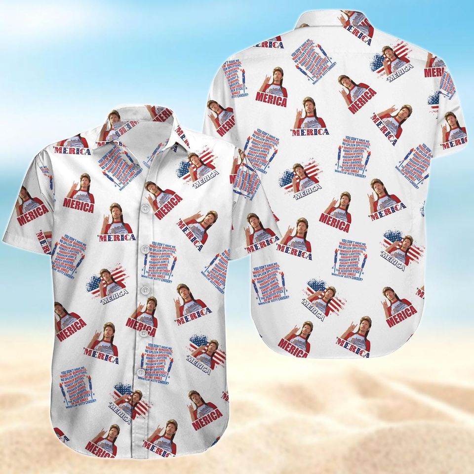 Joe Dirt Merica July 4th Button Shirt, Joe Dirt Hawaiian Shirt, America Flag Vacation Shirt, Shorts Men, Independence Day Tee,
