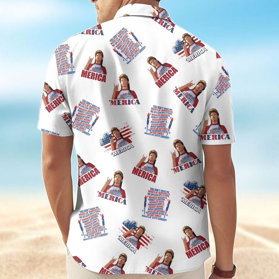 Joe Dirt Merica July 4th Button Shirt, Joe Dirt Hawaiian Shirt, America Flag Vacation Shirt, Shorts Men, Independence Day Tee,
