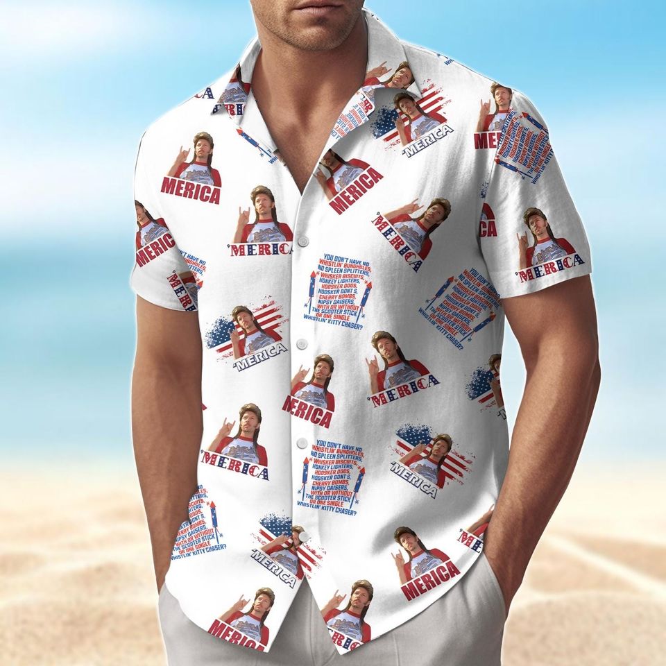 Joe Dirt Merica July 4th Button Shirt, Joe Dirt Hawaiian Shirt, America Flag Vacation Shirt, Shorts Men, Independence Day Tee,