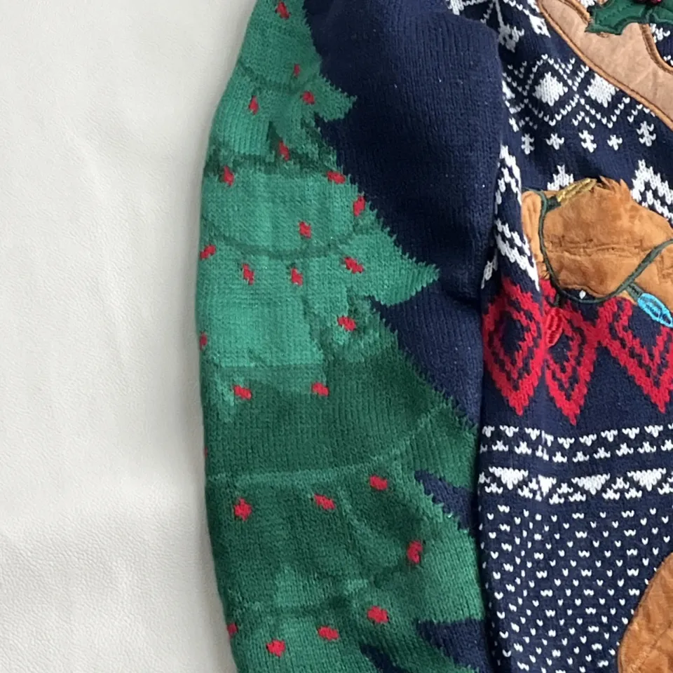 Holiday Time Reindeer Cow Ugly Christmas Sweater Womens M 38-40