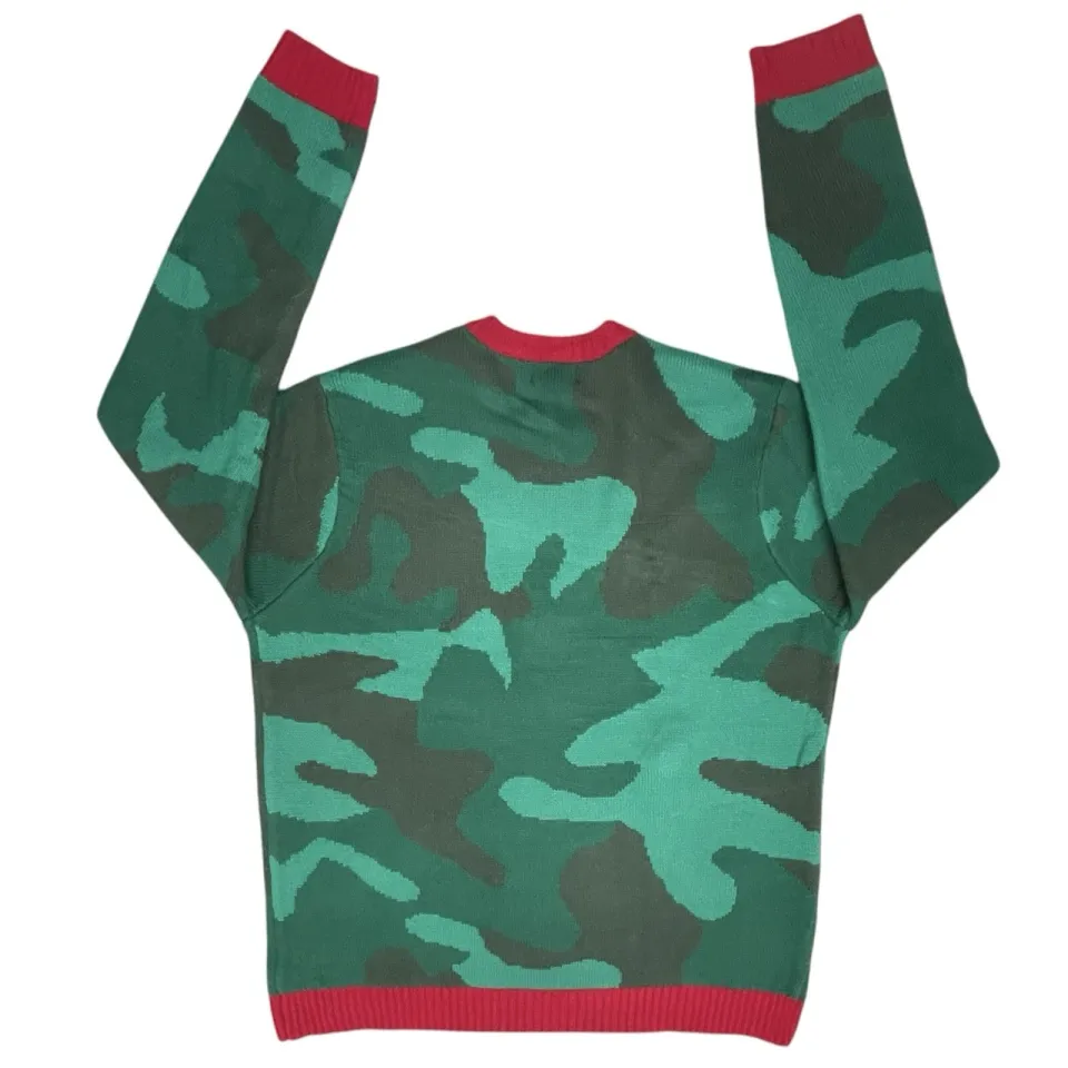 Blizzard Bay Sweater Mens XL Green Camo Brewdolph Beer Ugly Christmas Drinking