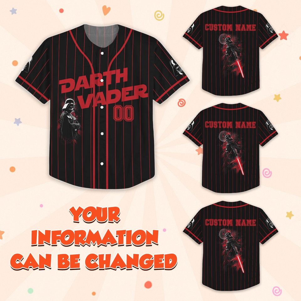 Darth Vader Baseball Shirt, Custom Name Star Wars Jersey Shirt