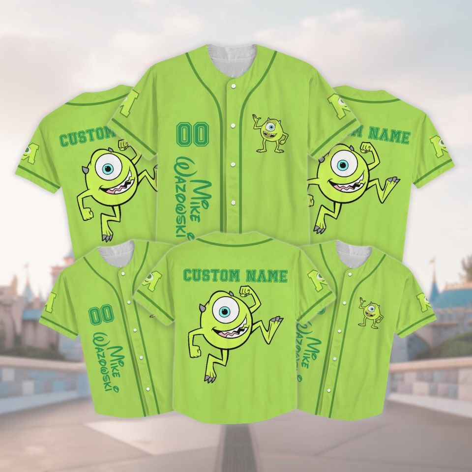 Custom Mike Wazowski Baseball Jersey, Monsters Inc Baseball Shirt