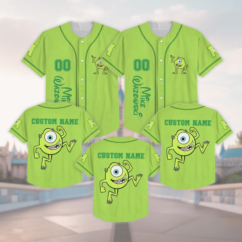 Custom Mike Wazowski Baseball Jersey, Monsters Inc Baseball Shirt