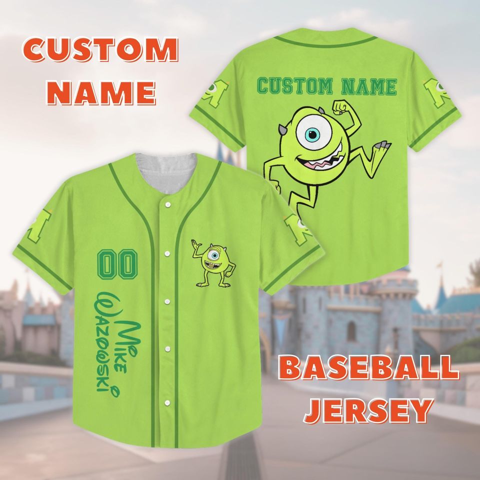 Custom Mike Wazowski Baseball Jersey, Monsters Inc Baseball Shirt
