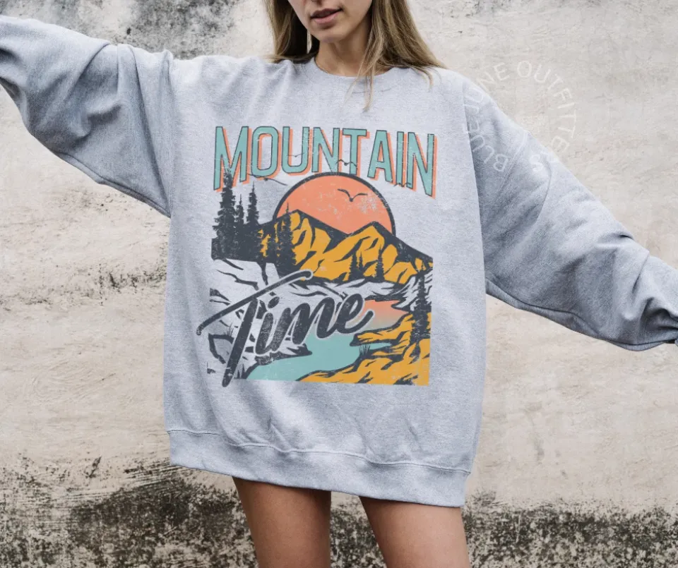 Mountain Time Nature Lover Crewneck Sweatshirt