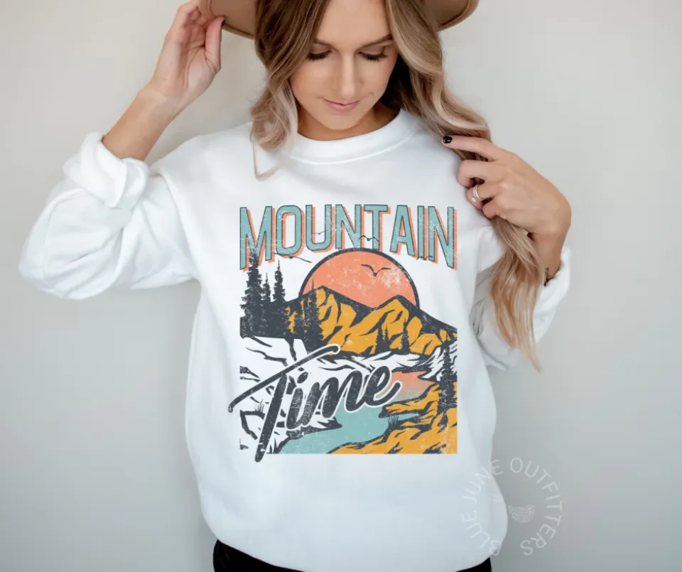 Mountain Time Nature Lover Crewneck Sweatshirt
