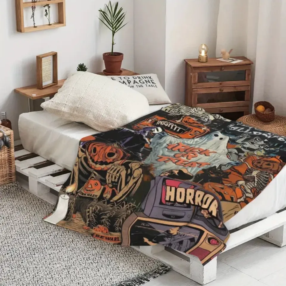 Halloween Horror Themed Printed Fleece Blanket