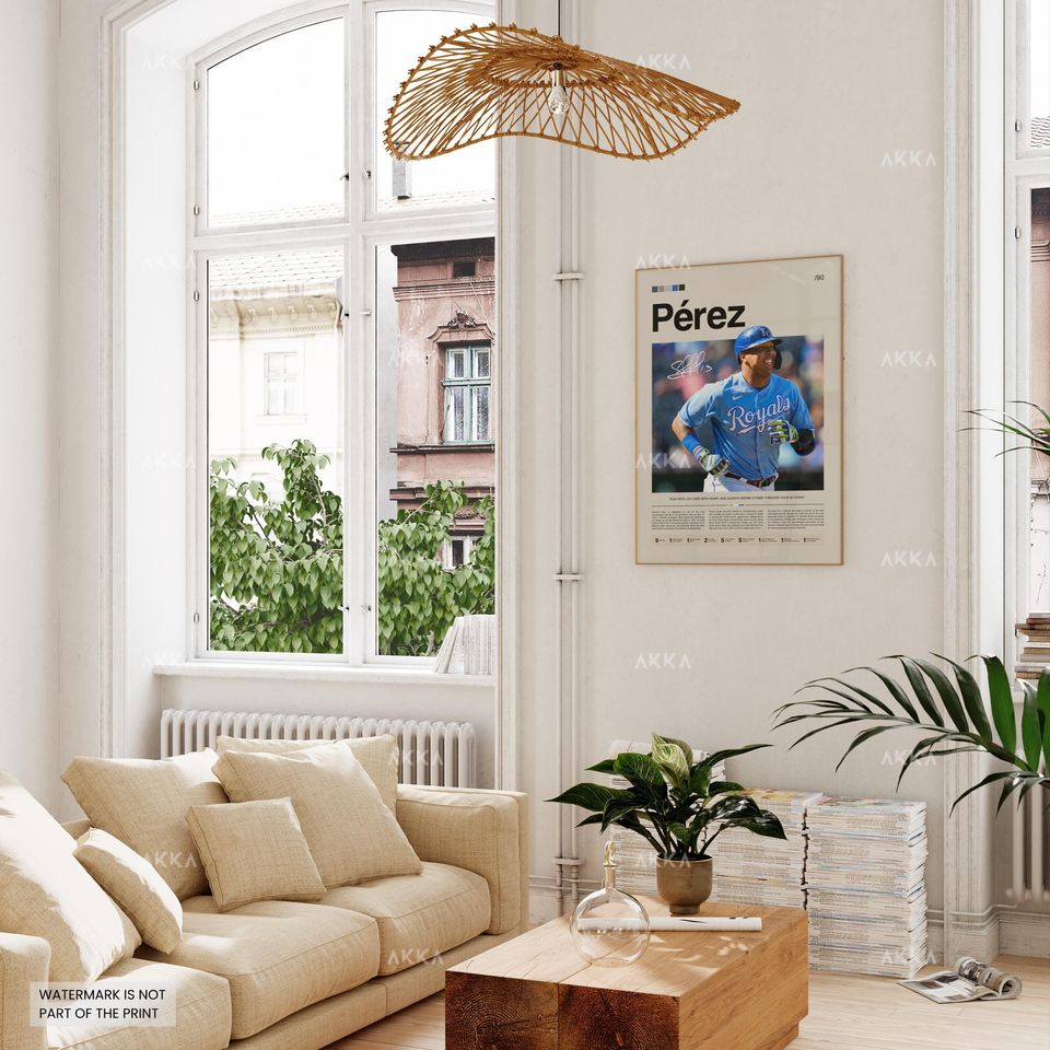 Salvador Prez Poster, Kansas City Royals Wall Art Print, Framed Baseball Decor