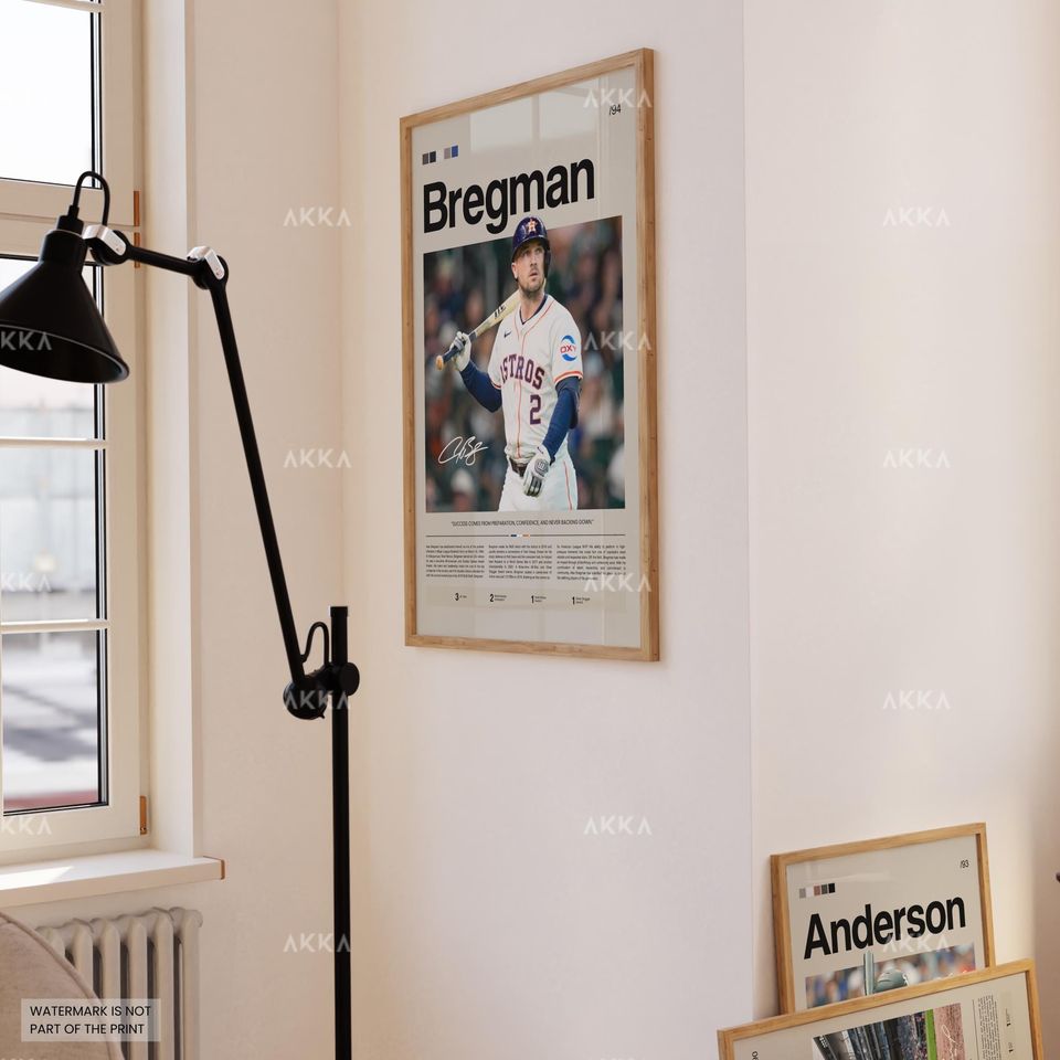 Alex Bregman Poster, Houston Astros Wall Art Print, Framed Baseball Decor