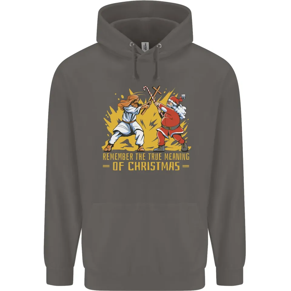 Santa vs Jesus Funny Christmas Hoodie for Men