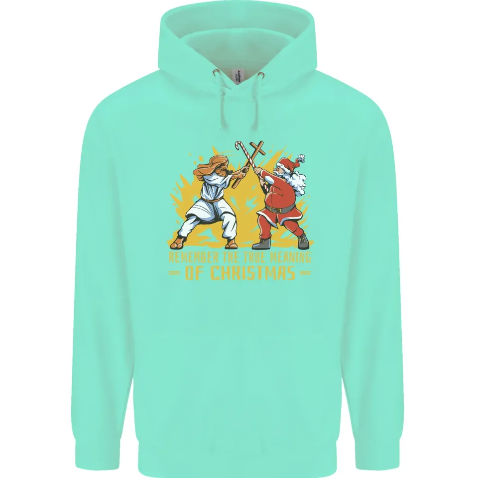 Santa vs Jesus Funny Christmas Hoodie for Men