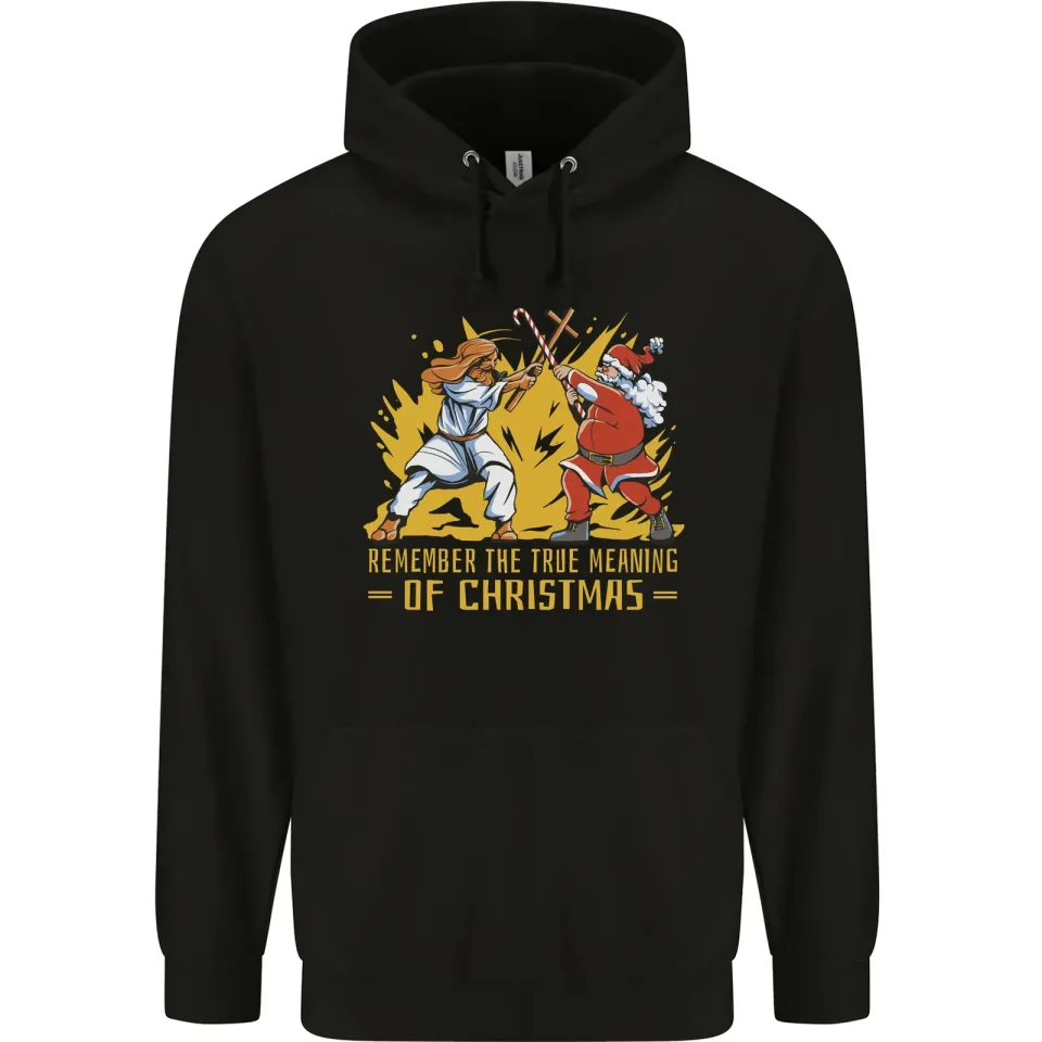 Santa vs Jesus Funny Christmas Hoodie for Men