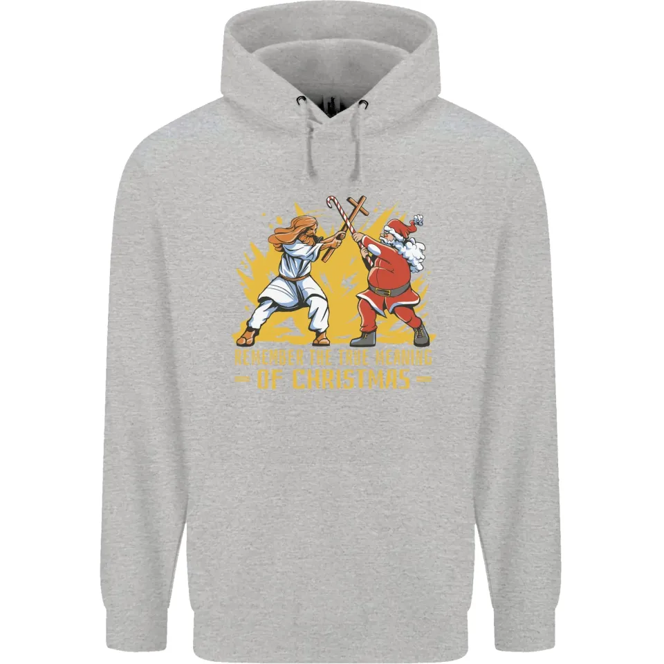 Santa vs Jesus Funny Christmas Hoodie for Men