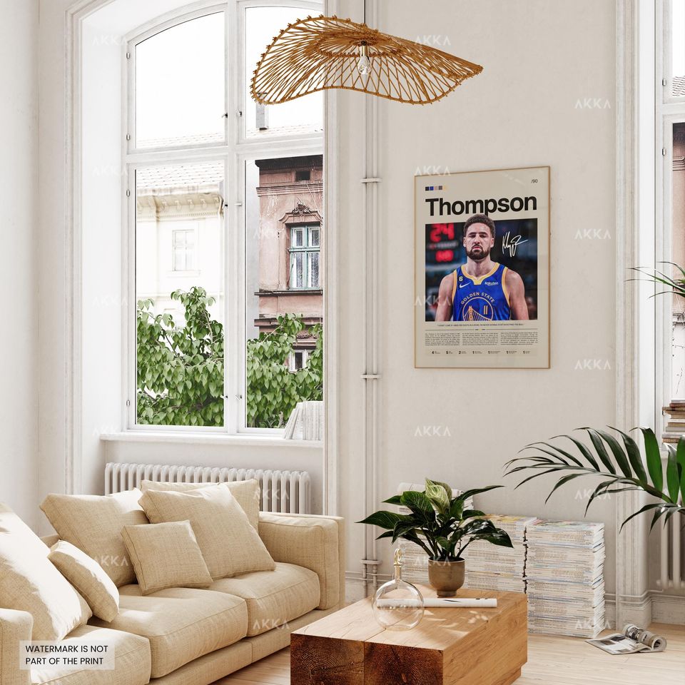 Klay Thompson Poster, Thompson Warriors Print, Framed Thompson Golden State Art, Golden State Warriors Fan Gift Idea, Decor