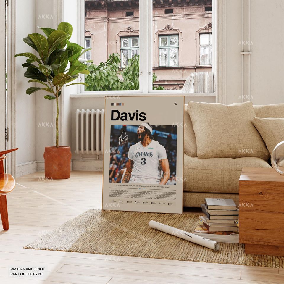 Anthony Davis Poster, Davis Dallas Print, Framed Davis Mavericks Art, Dallas Mavericks Fan Gift Idea, Anthony Davis Wall Art, Decor