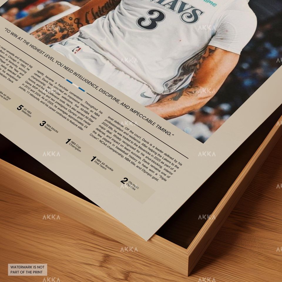 Anthony Davis Poster, Davis Dallas Print, Framed Davis Mavericks Art, Dallas Mavericks Fan Gift Idea, Anthony Davis Wall Art, Decor