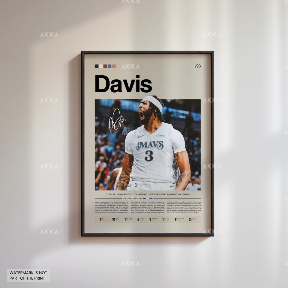 Anthony Davis Poster, Davis Dallas Print, Framed Davis Mavericks Art, Dallas Mavericks Fan Gift Idea, Anthony Davis Wall Art, Decor