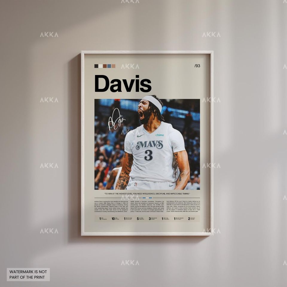 Anthony Davis Poster, Davis Dallas Print, Framed Davis Mavericks Art, Dallas Mavericks Fan Gift Idea, Anthony Davis Wall Art, Decor