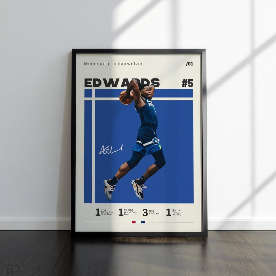 Anthony Edwards Poster, Timberwolves Suns Poster, Gift For Anthony Edwards Fan, NBA Poster, Sports Poster, NBA Fans, Basketball Gift