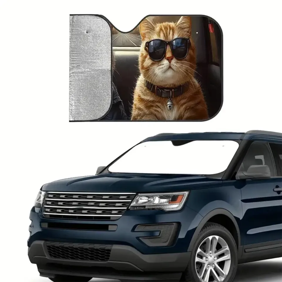 Cool Cats Glasses Pattern Car Window Sun Shade