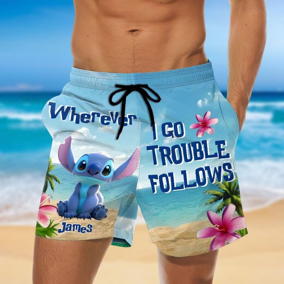Lilo And Stitch Men's Beach Shorts, Gift For Him