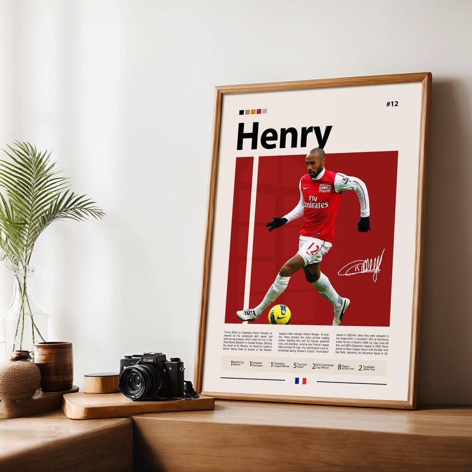 Thierry Henry Arsenal & France Football Legend Poster, Premier League Icon Wall Art, Gunners Striker Memorabilia Print