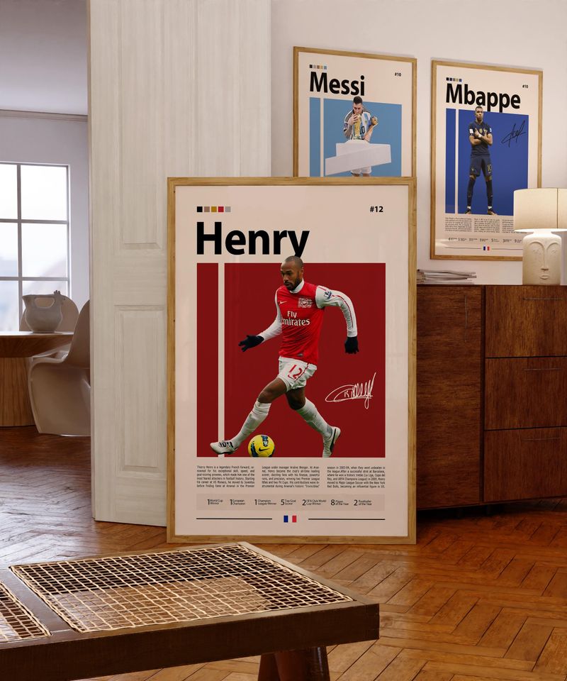 Thierry Henry Arsenal & France Football Legend Poster, Premier League Icon Wall Art, Gunners Striker Memorabilia Print