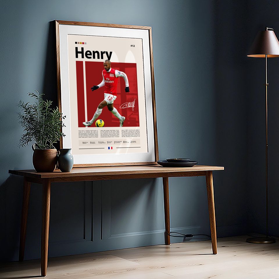 Thierry Henry Arsenal & France Football Legend Poster, Premier League Icon Wall Art, Gunners Striker Memorabilia Print