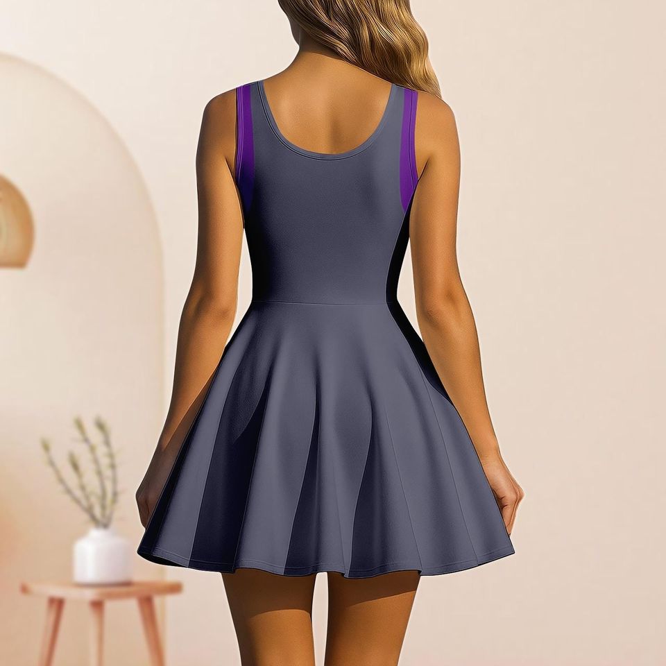 Waluigi Cosplay Skater Dress, Super Mario Women Dress, Video Gamer Halloween Costume, Mario Bros Comfort Dress, Fun Cartoon Party Dress