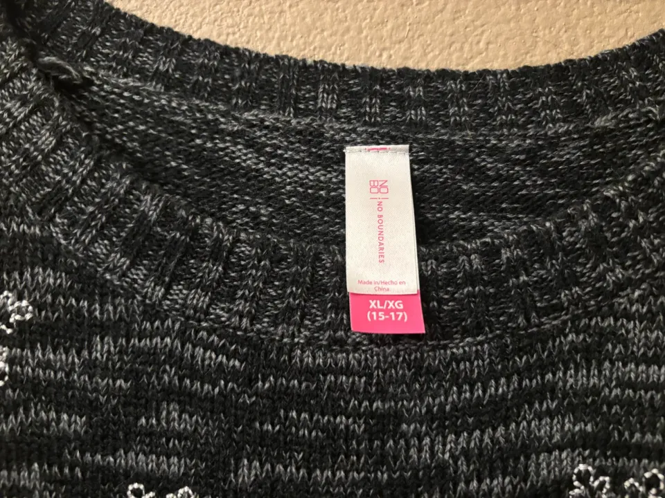 Women’s No Boundaries – Grey Cat Ugly Christmas Sweater