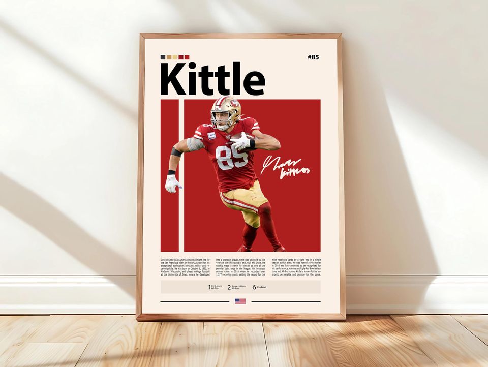 George Kittle Poster, San Francisco Print, football Poster, Sports Poster, football Fans, Football Poster, football Wall Art, Sports Bedroom Posters