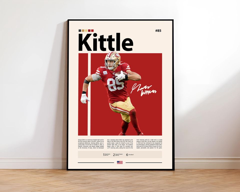 George Kittle Poster, San Francisco Print, football Poster, Sports Poster, football Fans, Football Poster, football Wall Art, Sports Bedroom Posters