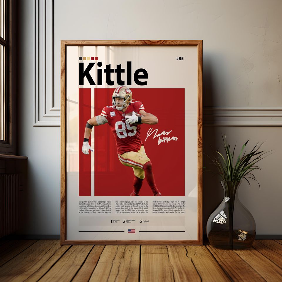 George Kittle Poster, San Francisco Print, football Poster, Sports Poster, football Fans, Football Poster, football Wall Art, Sports Bedroom Posters