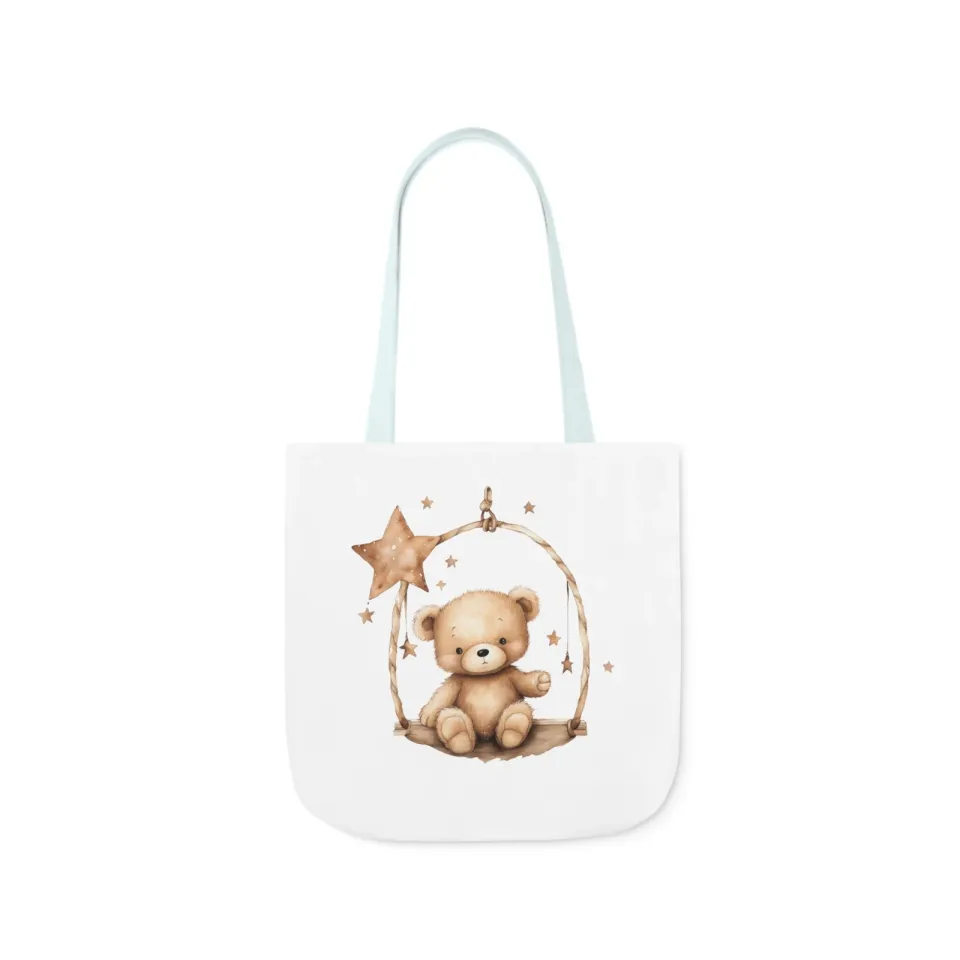 Brown Teddy Bear Polyester Canvas Tote Bag (AOP)
