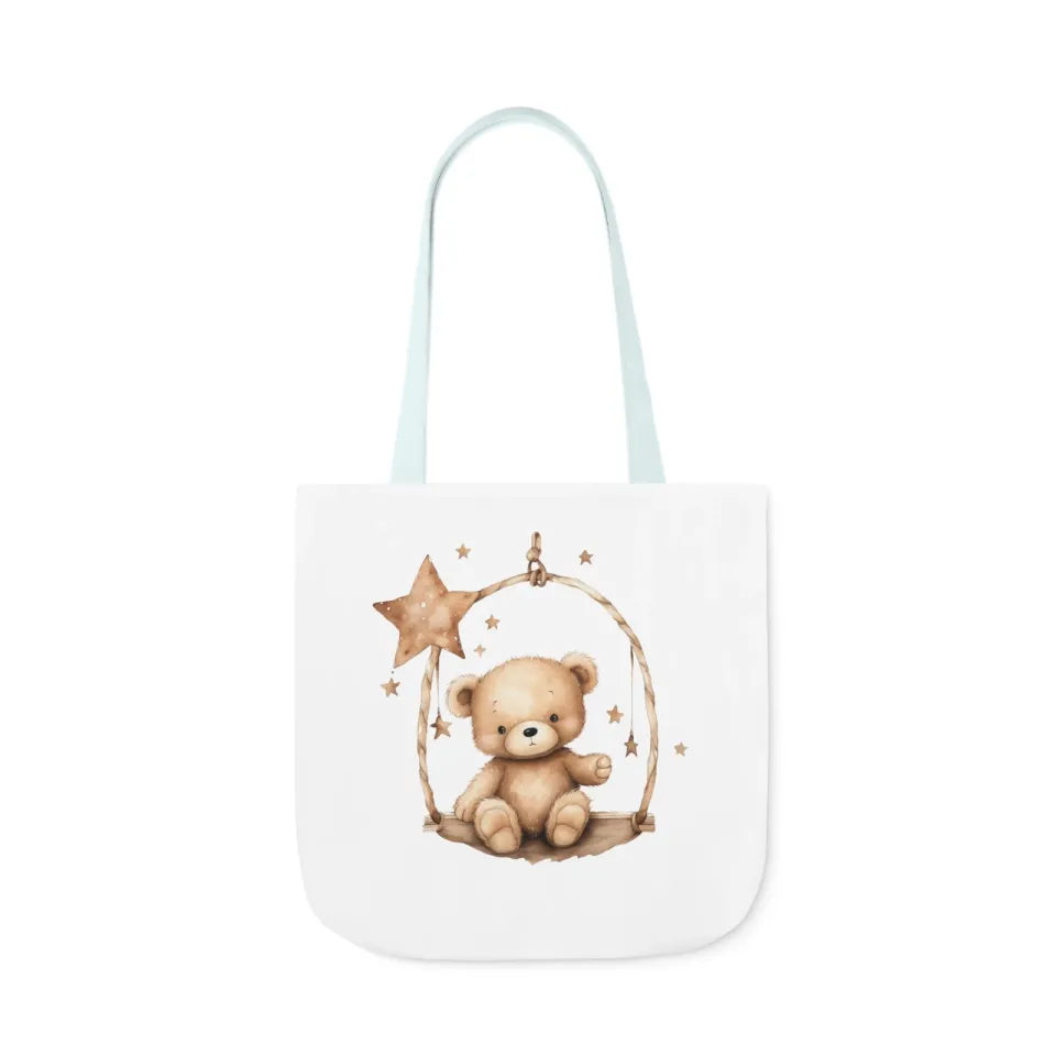 Brown Teddy Bear Polyester Canvas Tote Bag (AOP)