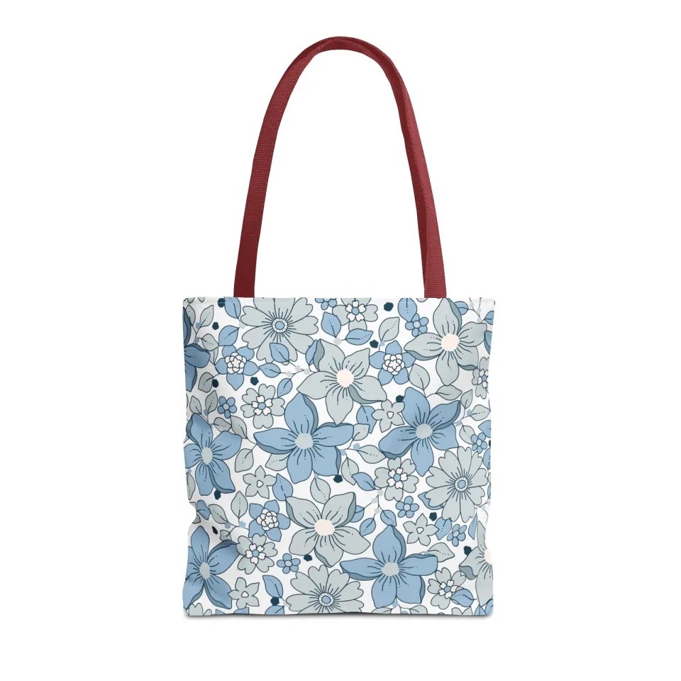 Blue And Grey Flowers Tote Bag (AOP)