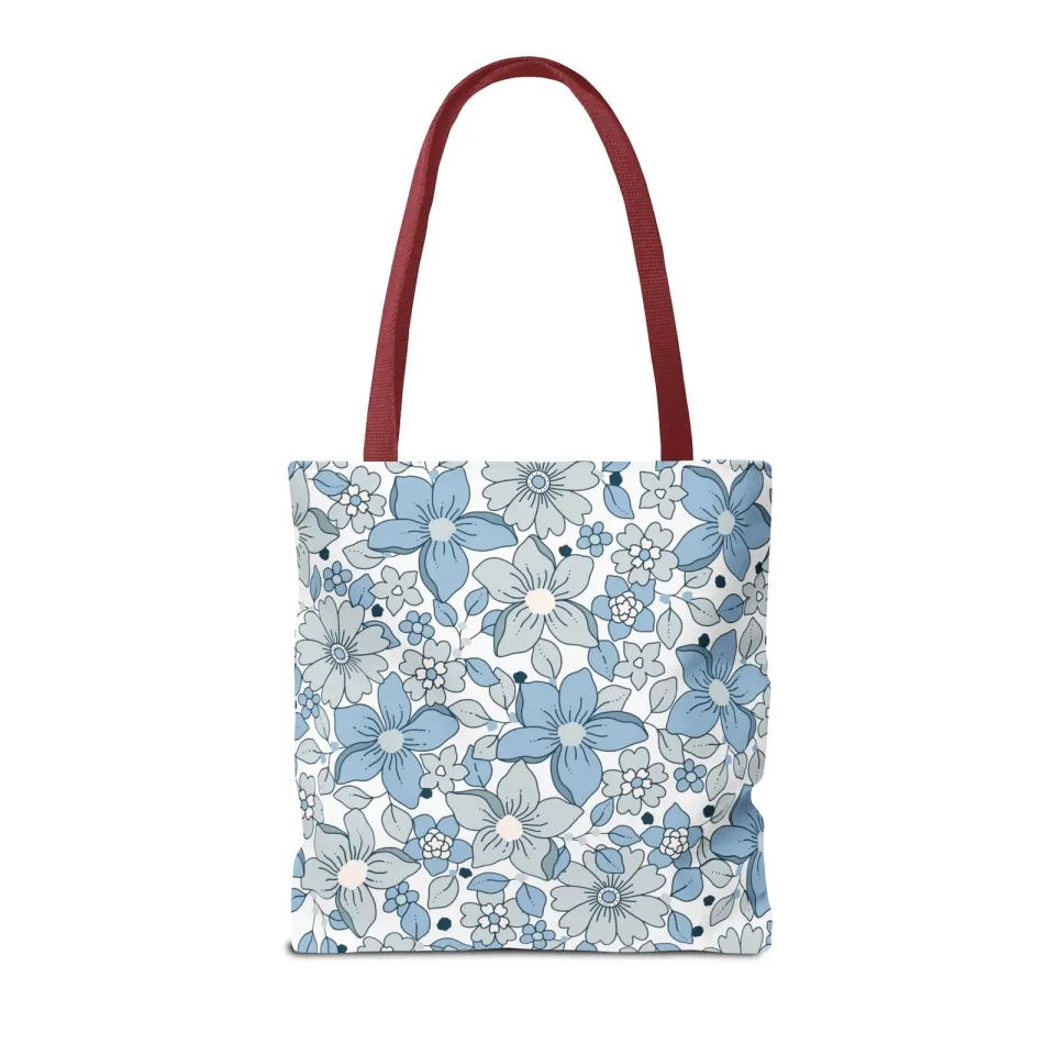 Blue And Grey Flowers Tote Bag (AOP)