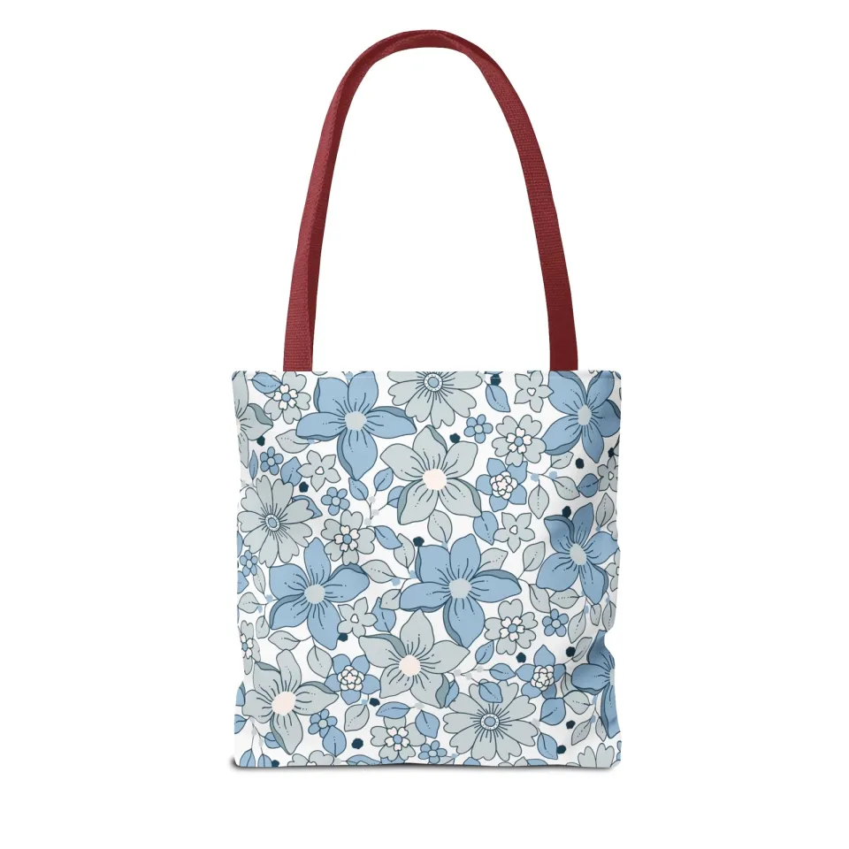Blue And Grey Flowers Tote Bag (AOP)