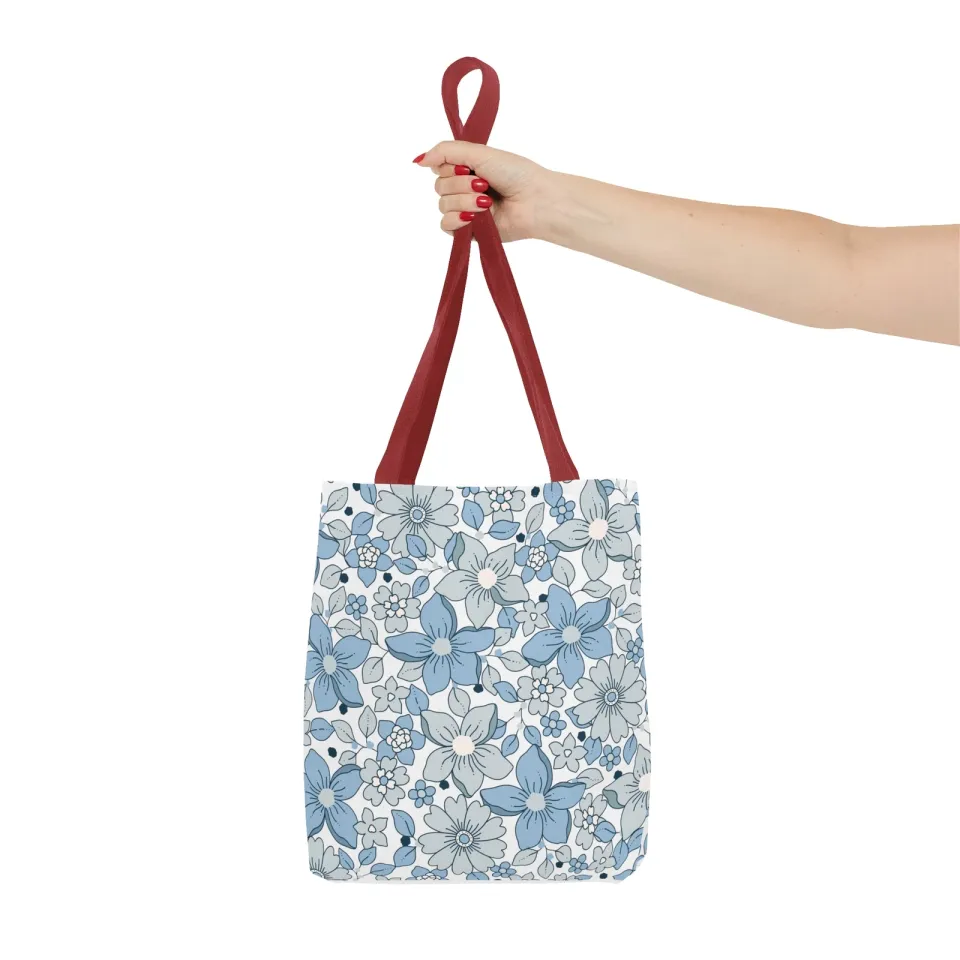 Blue And Grey Flowers Tote Bag (AOP)