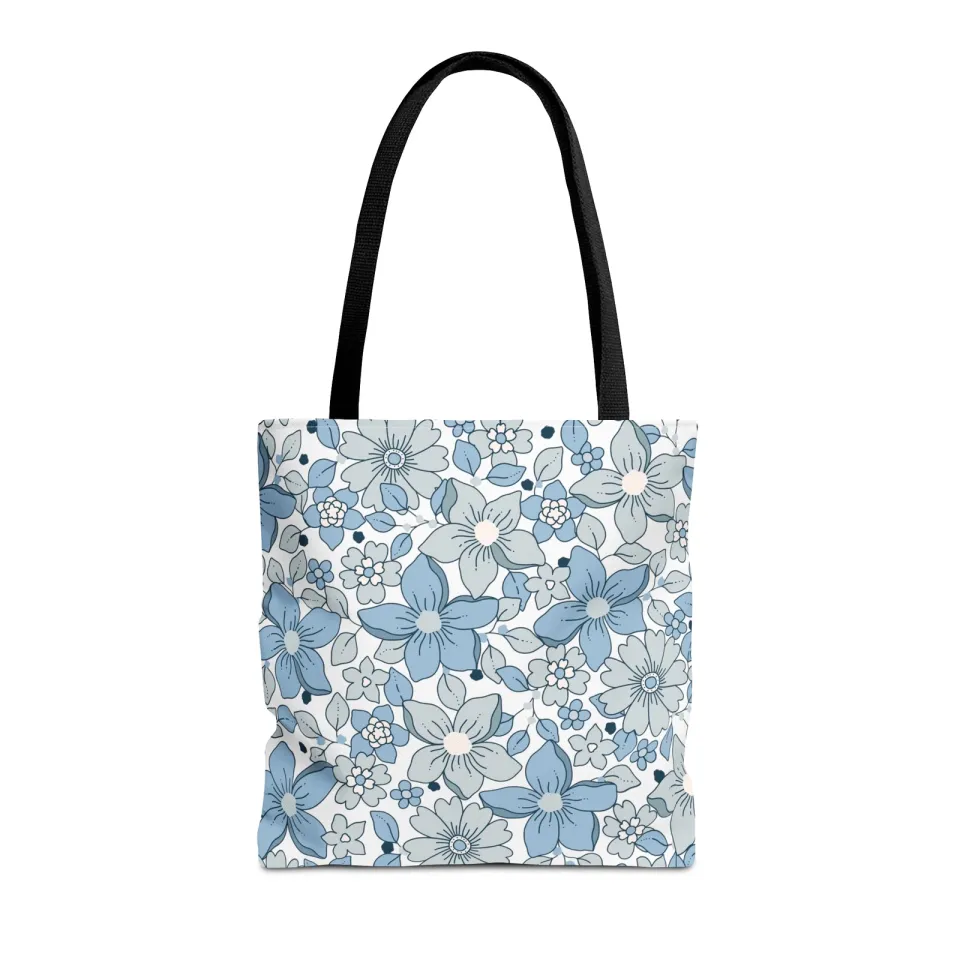 Blue And Grey Flowers Tote Bag (AOP)